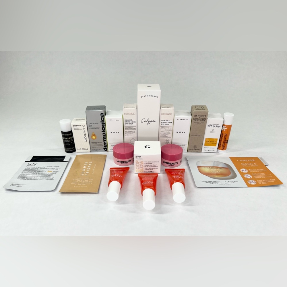 20 Pc Vitamin C Brightening Skin Care Sampler Set Sunday Riley Biossance & More!